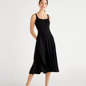 Quince Tencel Jersey Fit & Flare Dress in Black Size XS